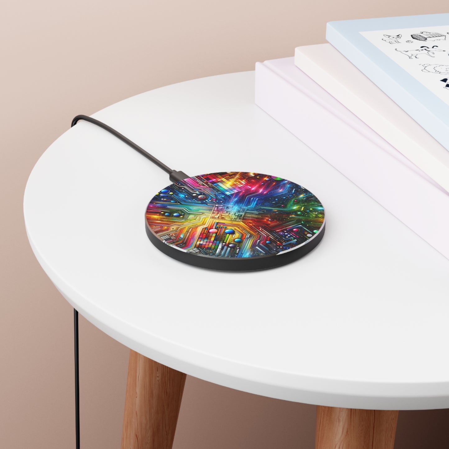 Vibrant Wireless Charger - Fast Charging Pad with Colourful Circuit Design. - Super Tech Bargains