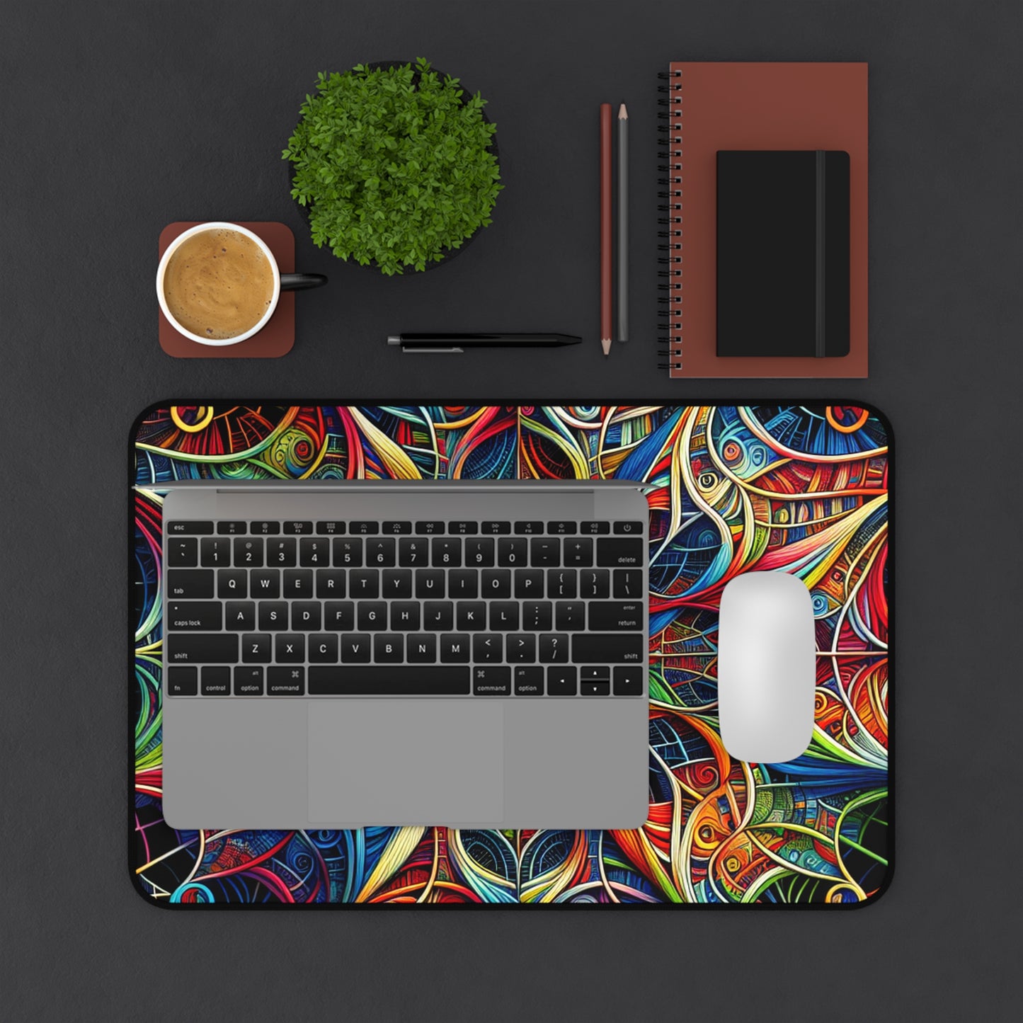 Colourful Artistic Desk Mat - Vibrant Office Décor, Work from Home Accessory, Gift for Artists