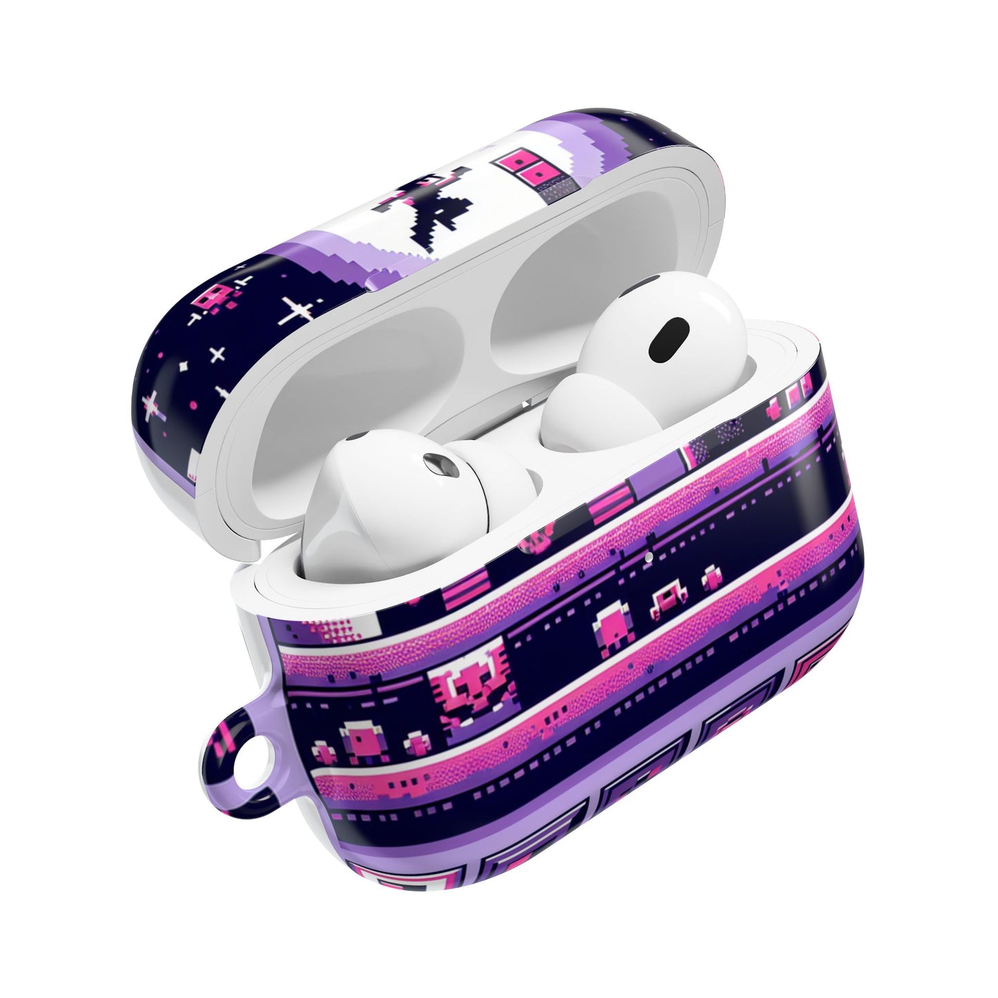Retro Pixel Art AirPod Case - Vibrant Retro Purple Design - Super Tech Bargains
