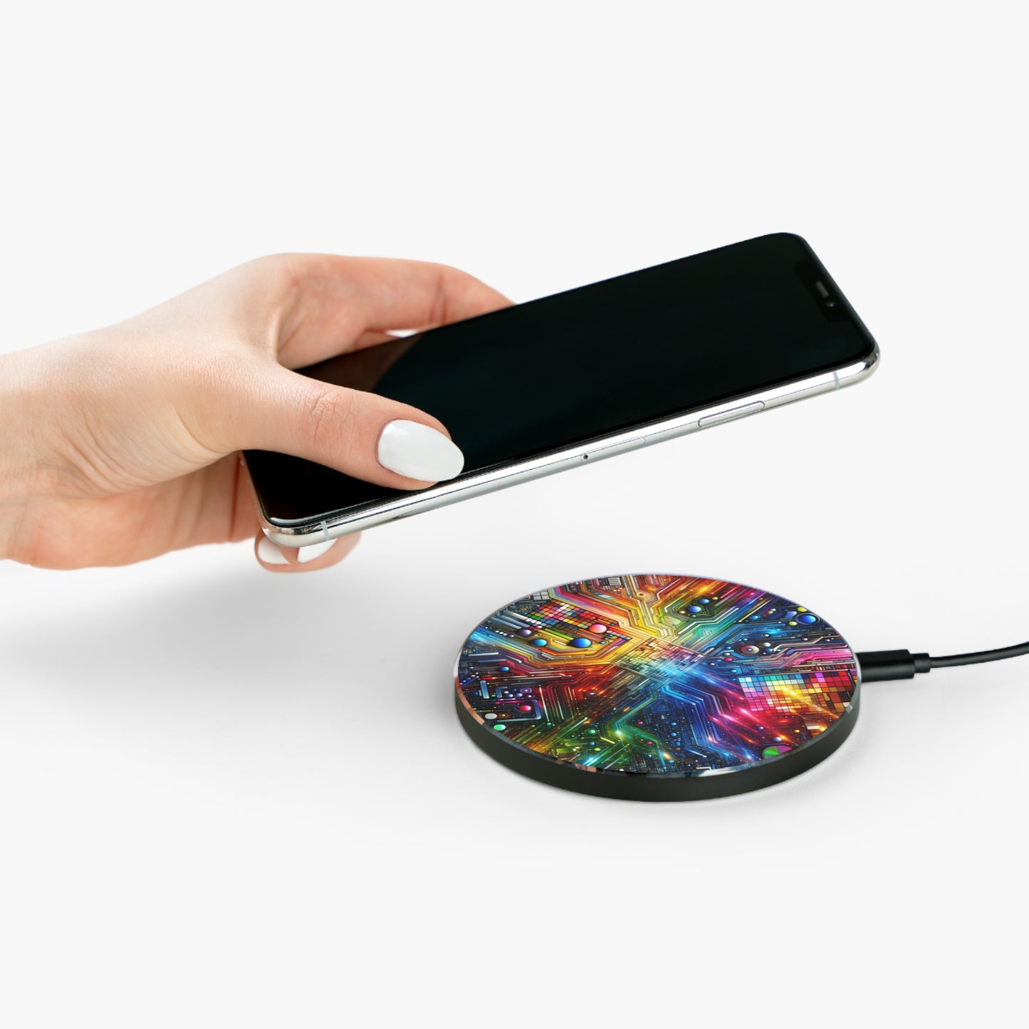 Vibrant Wireless Charger - Fast Charging Pad with Colourful Circuit Design. - Super Tech Bargains