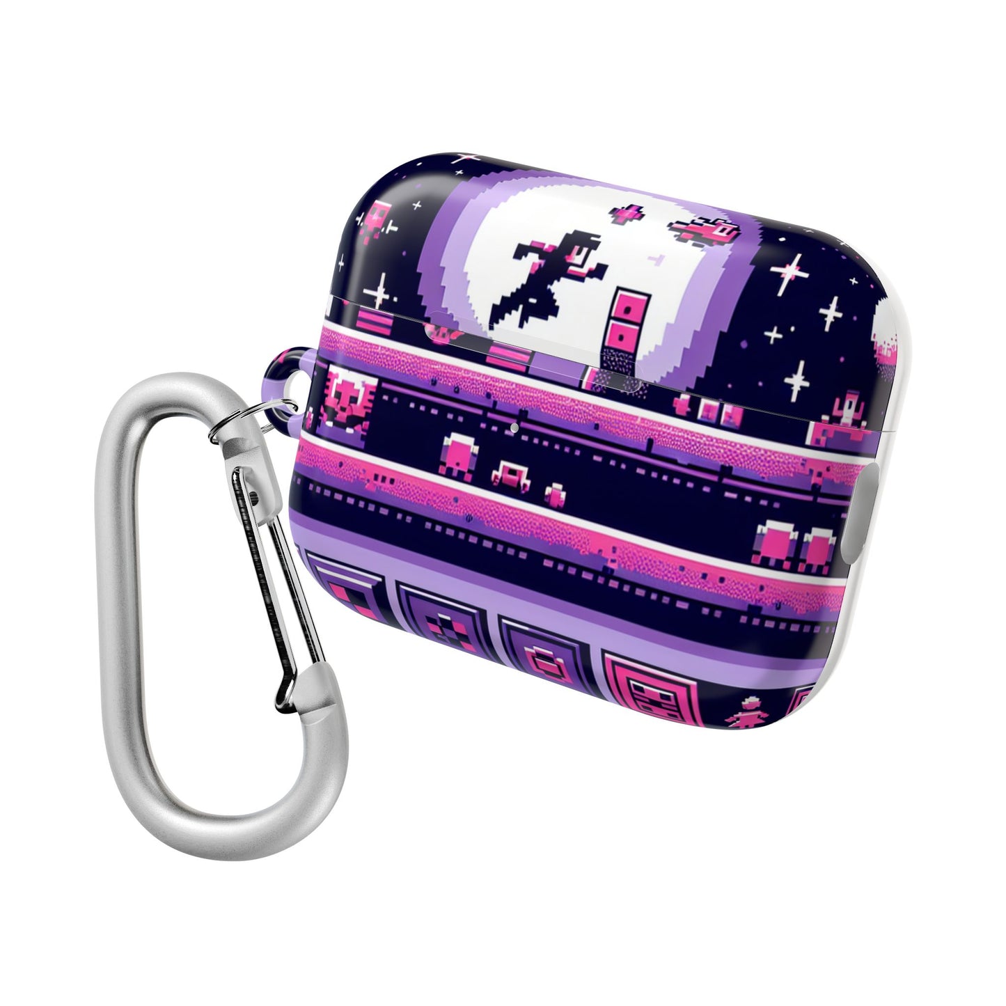 Retro Pixel Art AirPod Case - Vibrant Retro Purple Design - Super Tech Bargains