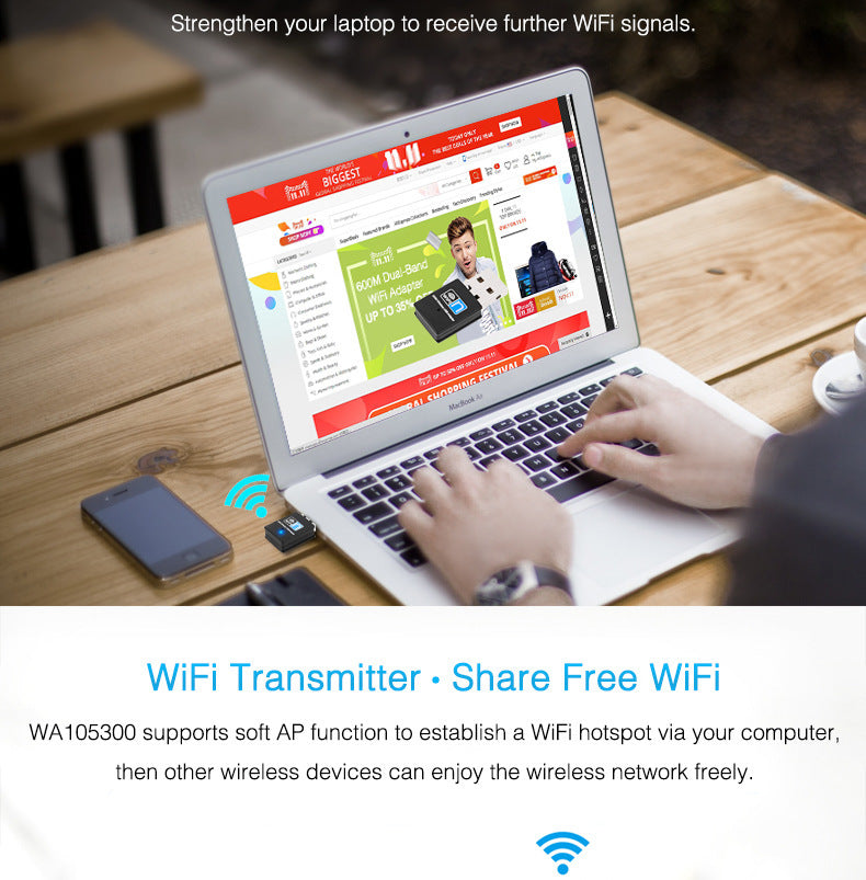 WiFi Wireless USB Mini Receiver – 300Mbps High-Speed Network Adapter - Super Tech Bargains