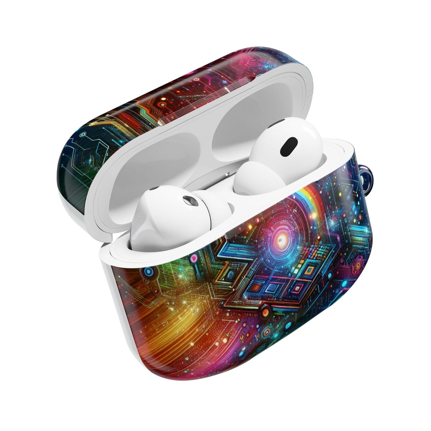 Colourful Cosmic AirPod Case, Unique Galaxy Earbuds Cover, Funky Gift for Tech Lovers.