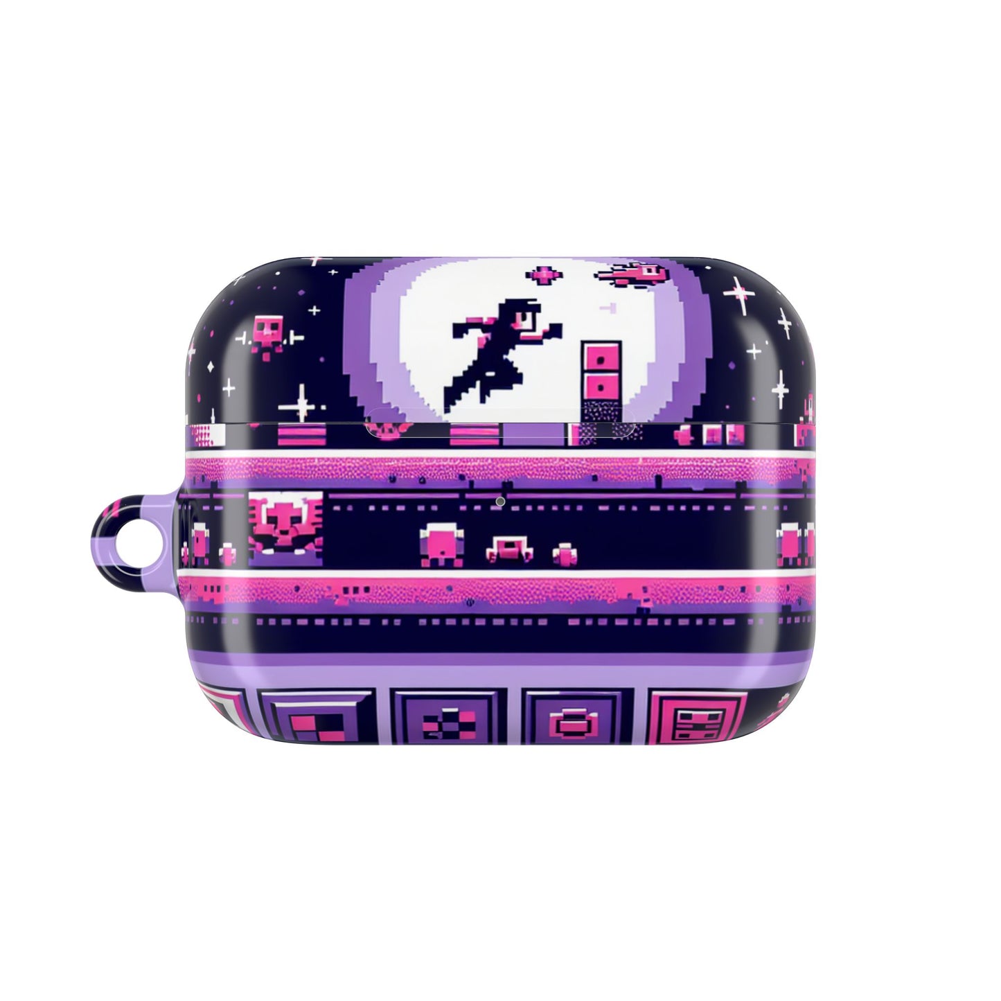 Retro Pixel Art AirPod Case - Vibrant Retro Purple Design - Super Tech Bargains