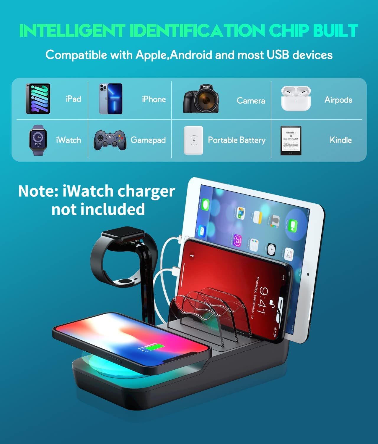 5-in-1 Multi-Device Charging Station with USB-C, USB-A & Wireless Charger - Fast Charging for Phones, Tablets, and Smartwatches - Super Tech Bargains