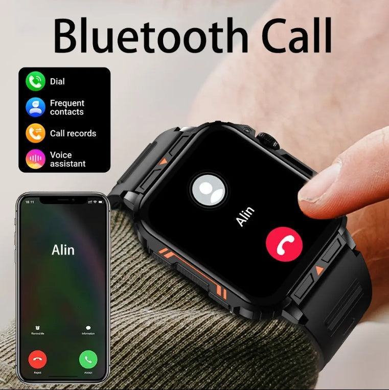 L81 Outdoor Smartwatch – Rugged Square Design, Bluetooth Calling, Long Battery Life, Waterproof Fitness Tracker for Men (iOS & Android Compatible) - Super Tech Bargains