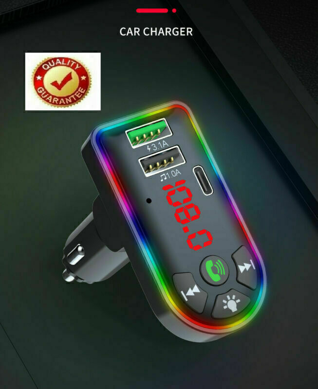 Bluetooth 5.0 FM Transmitter for Car – Wireless Radio Adapter with 3.1A Fast USB Charger, Hands-Free Calling & Music Streaming - Super Tech Bargains