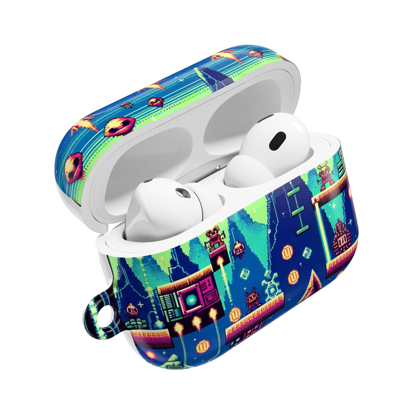Retro Pixel Art AirPod Case - Colorful Gaming Design - Super Tech Bargains