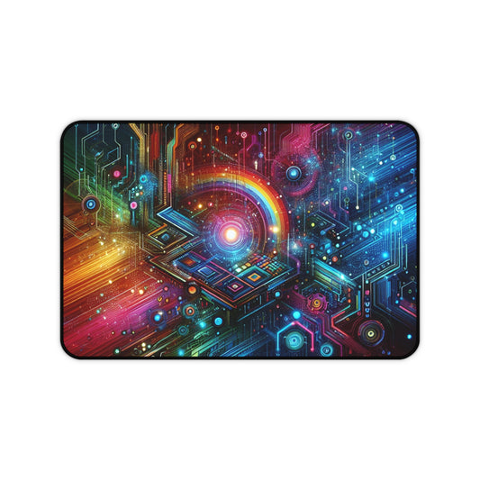 Vibrant Cyberpunk Desk Mat - Colourful Gaming Mouse Pad, Stylish Desk Décor, Unique Office Gift, Tech-Inspired Work Space
