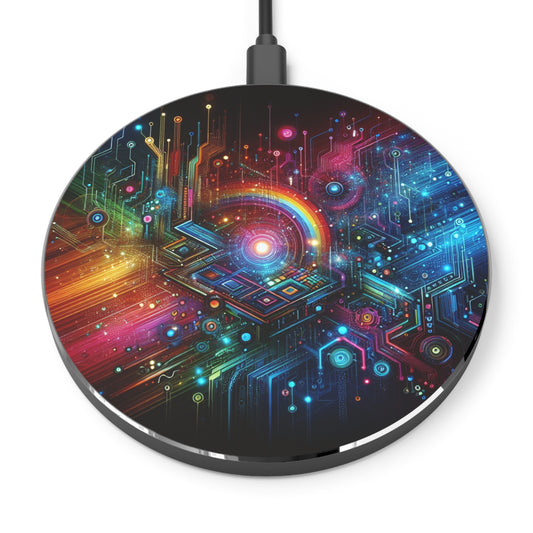 Colourful Fast Wireless Charger - Modern Tech Gadget, Unique Desk Accessory.