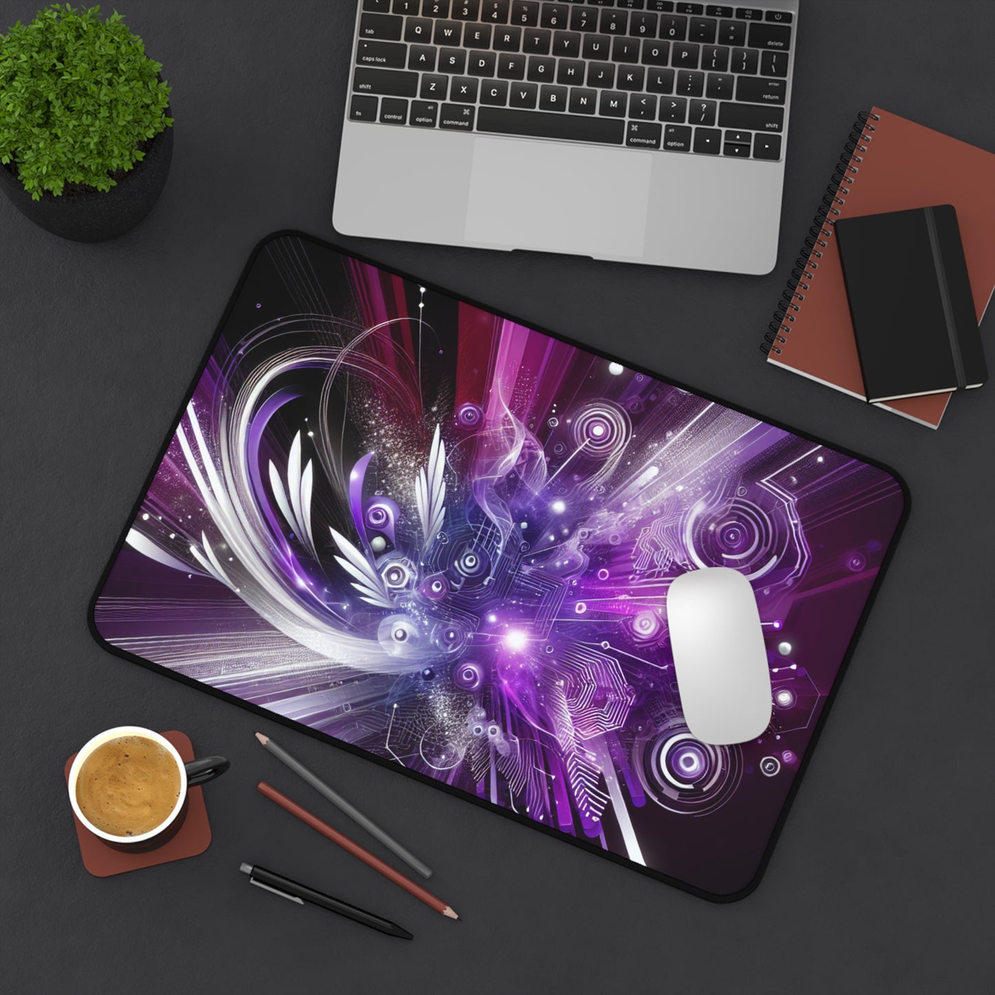 Abstract Purple Tech Desk Mat - Modern Office Decor - Super Tech Bargains