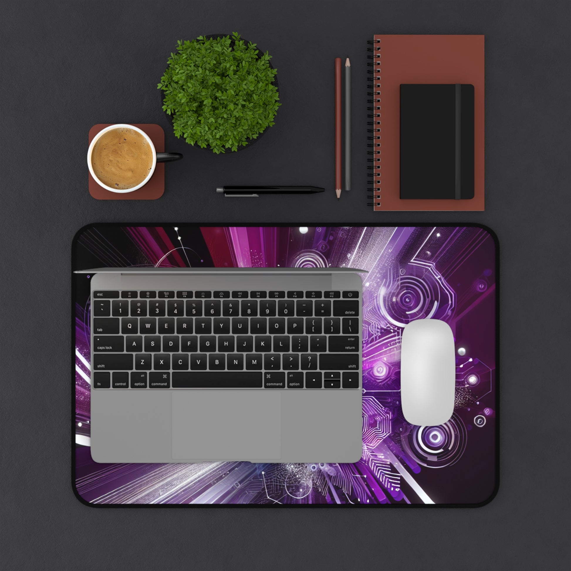 Abstract Purple Tech Desk Mat - Modern Office Decor - Super Tech Bargains
