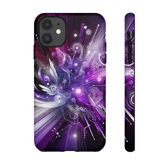 Stylish Tough iPhone Case with Abstract Purple Design