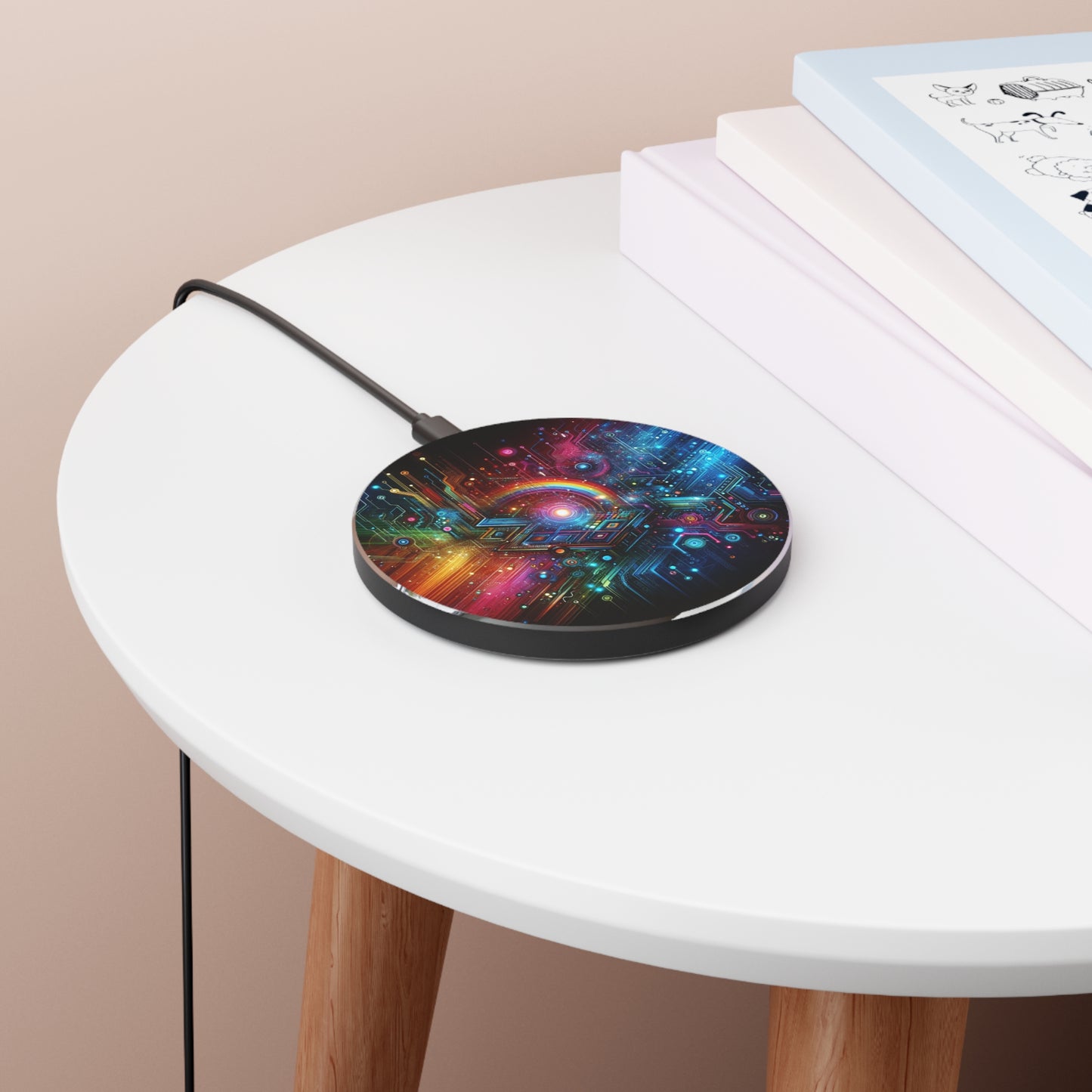 Colourful Fast Wireless Charger - Modern Tech Gadget, Unique Desk Accessory. - Super Tech Bargains