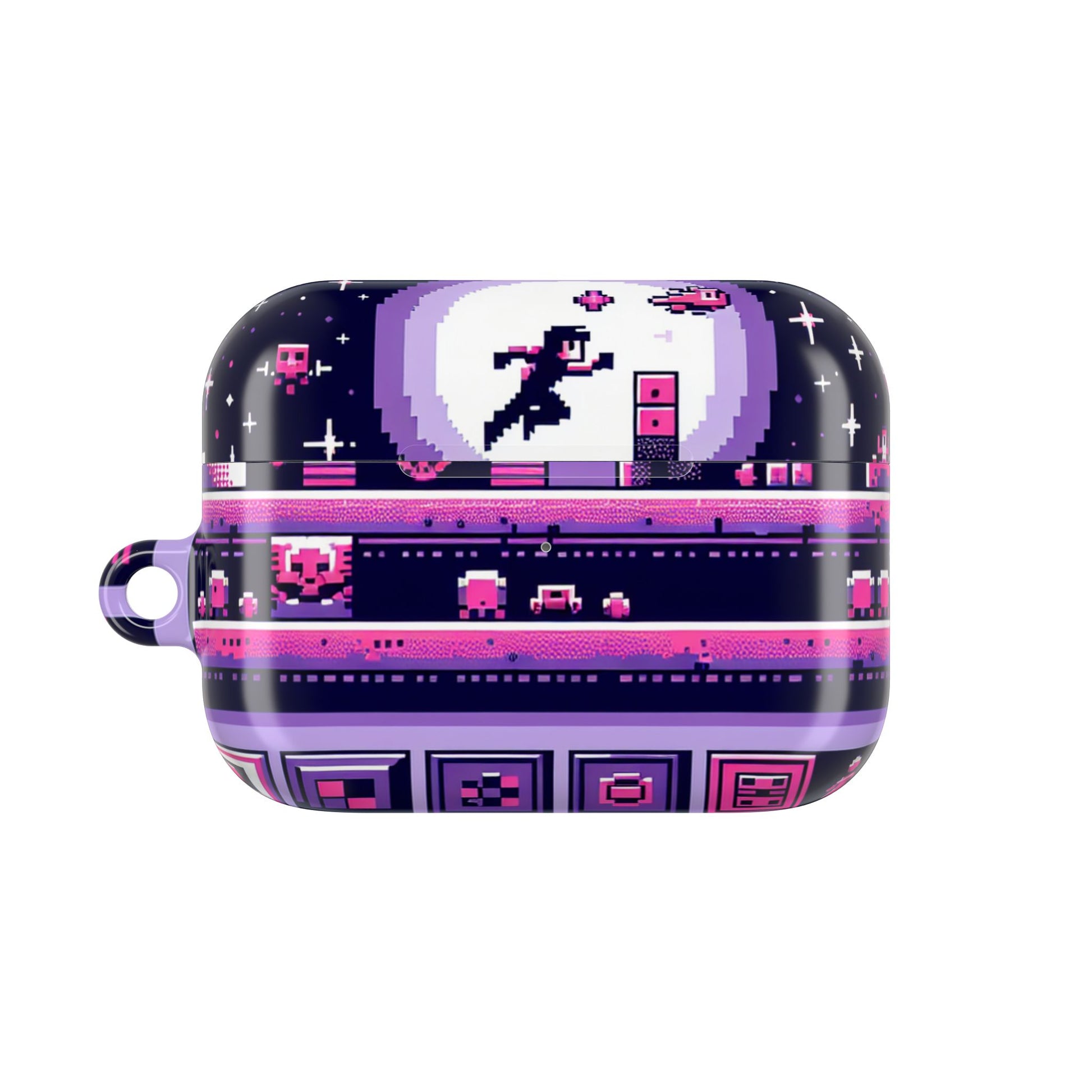 Retro Pixel Art AirPod Case - Vibrant Retro Purple Design - Super Tech Bargains