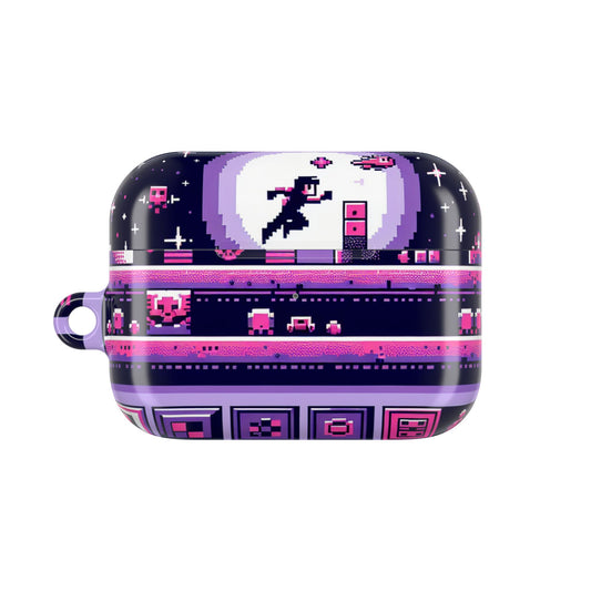 Retro Pixel Art AirPod Case - Vibrant Retro Purple Design - Super Tech Bargains