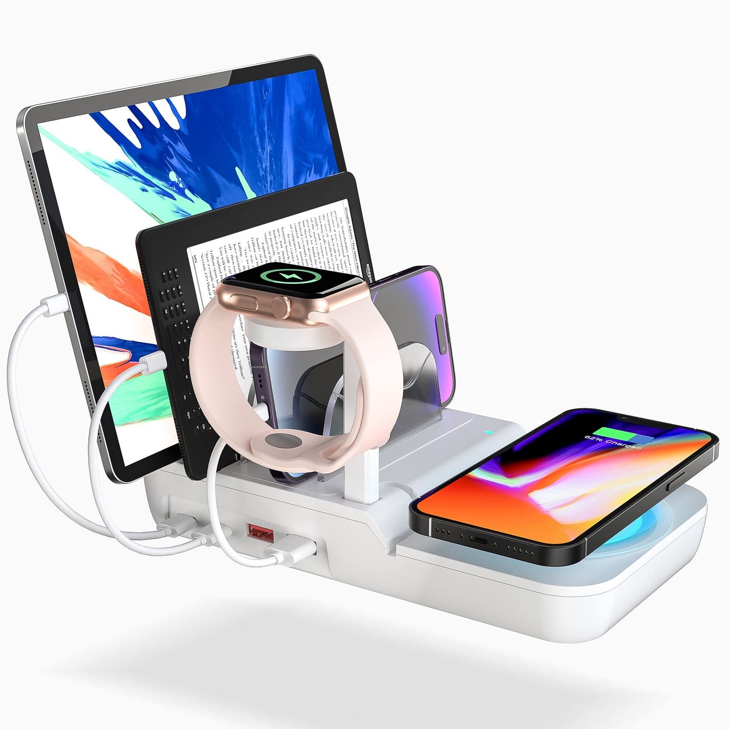 5-in-1 Multi-Device Charging Station with USB-C, USB-A & Wireless Charger - Fast Charging for Phones, Tablets, and Smartwatches - Super Tech Bargains
