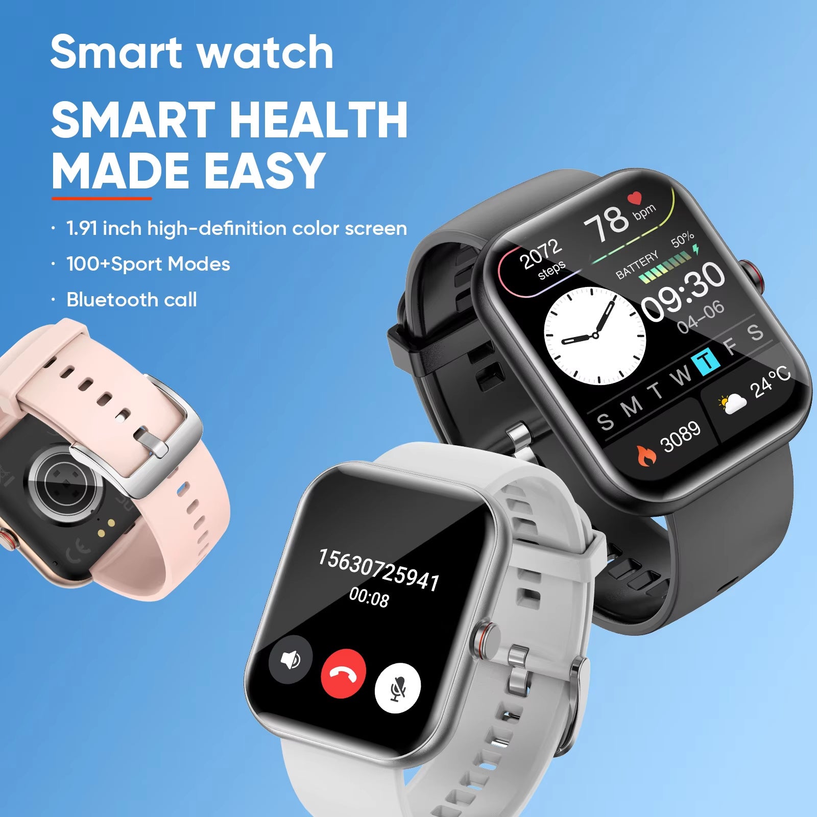 A221 Smartwatch – Large Display, Bluetooth Calling, AI Voice Assistant, Waterproof Fitness Tracker for Men & Women - Super Tech Bargains