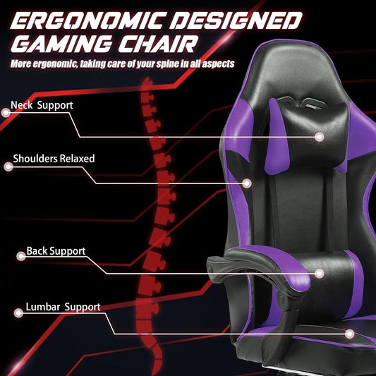 Ergonomic Gaming Chair For Adults, Adjustable Lumbar Backrest Office Chair - Super Tech Bargains
