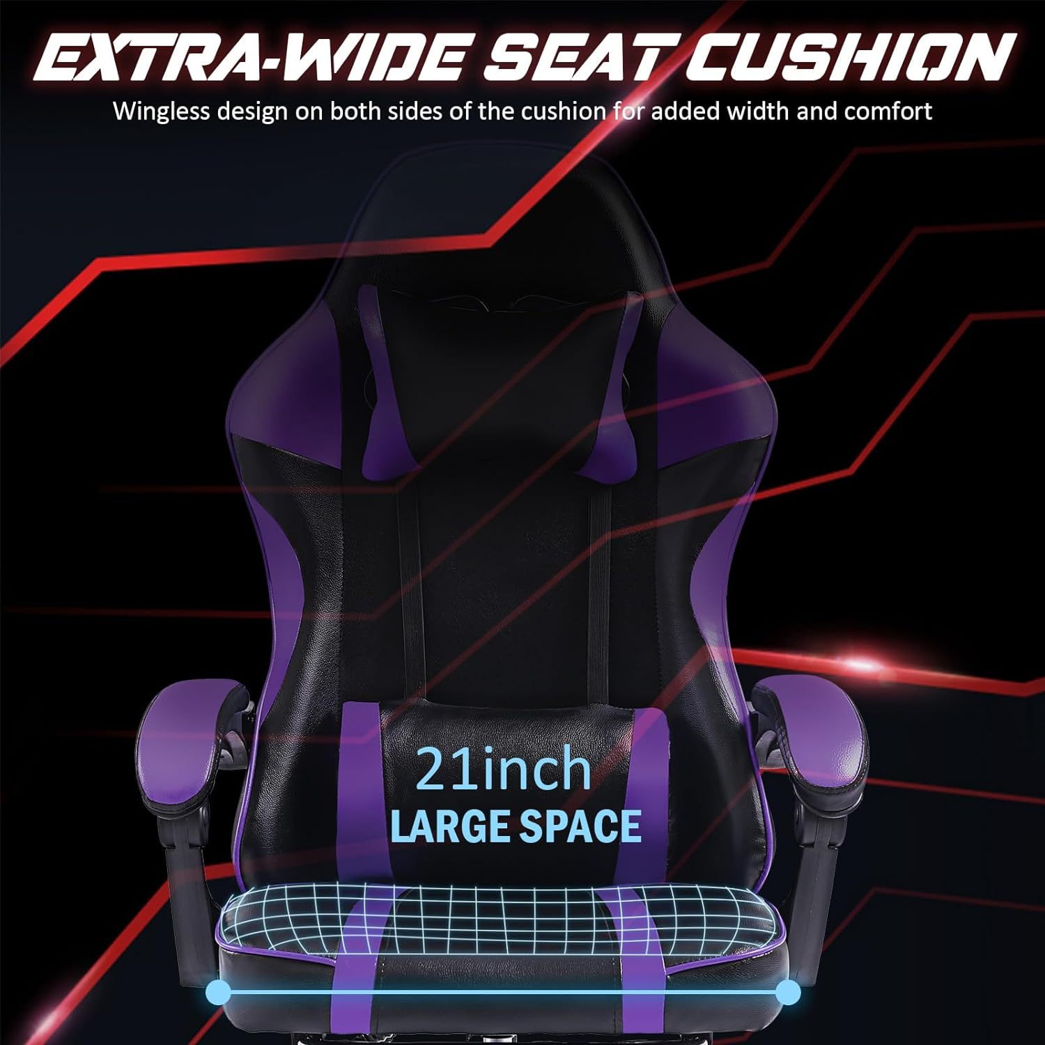 Ergonomic Gaming Chair For Adults, Adjustable Lumbar Backrest Office Chair - Super Tech Bargains
