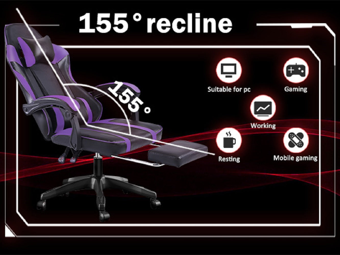 Ergonomic Gaming Chair For Adults, Adjustable Lumbar Backrest Office Chair - Super Tech Bargains