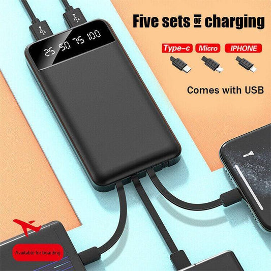 Portable Power Bank 10000mAh Power Bank - With 4 Built-in Cables Power Bank - Super Tech Bargains