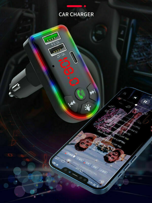 Bluetooth 5.0 FM Transmitter for Car – Wireless Radio Adapter with 3.1A Fast USB Charger, Hands-Free Calling & Music Streaming - Super Tech Bargains