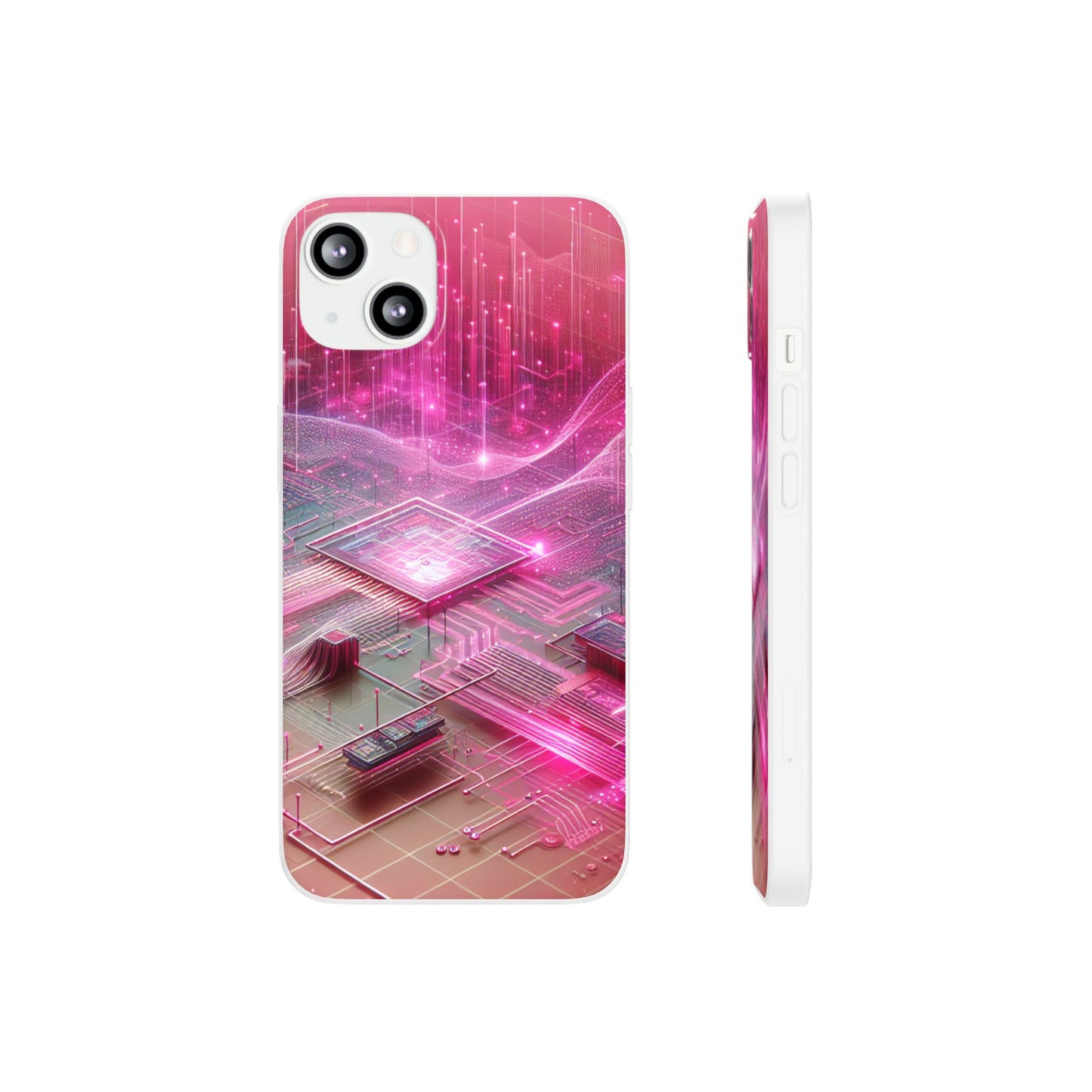 Futuristic Pink Circuit Flexi Case for Tech Enthusiasts - Super Tech Bargains