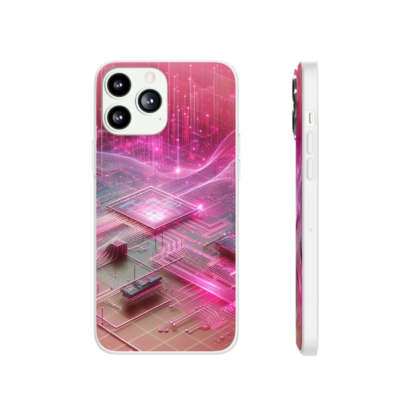 Futuristic Pink Circuit Flexi Case for Tech Enthusiasts - Super Tech Bargains