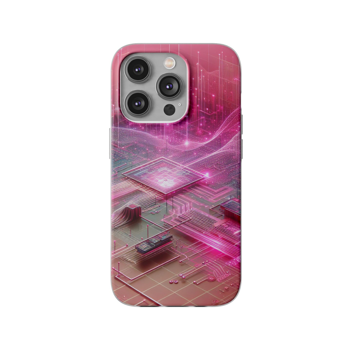 Futuristic Pink Circuit Flexi Case for Tech Enthusiasts - Super Tech Bargains
