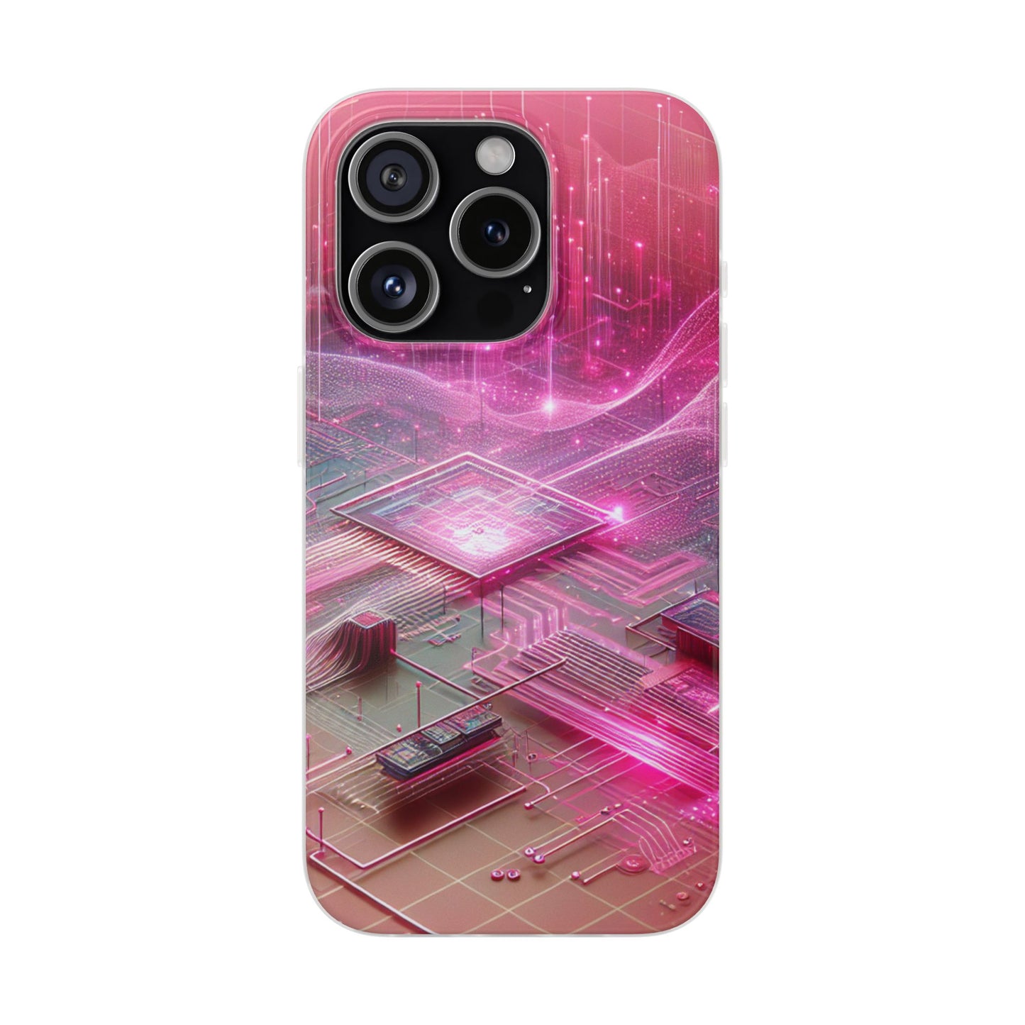 Futuristic Pink Circuit Flexi Case for Tech Enthusiasts - Super Tech Bargains