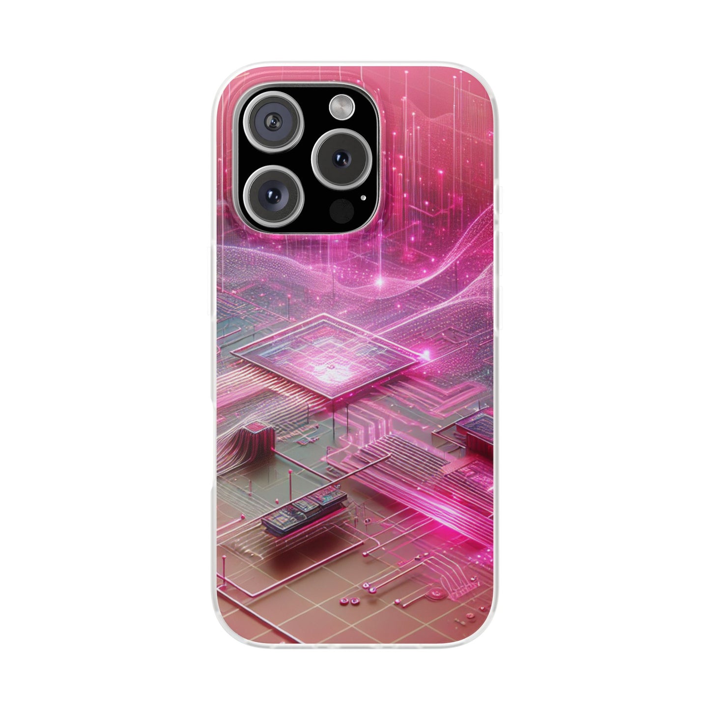 Futuristic Pink Circuit Flexi Case for Tech Enthusiasts - Super Tech Bargains