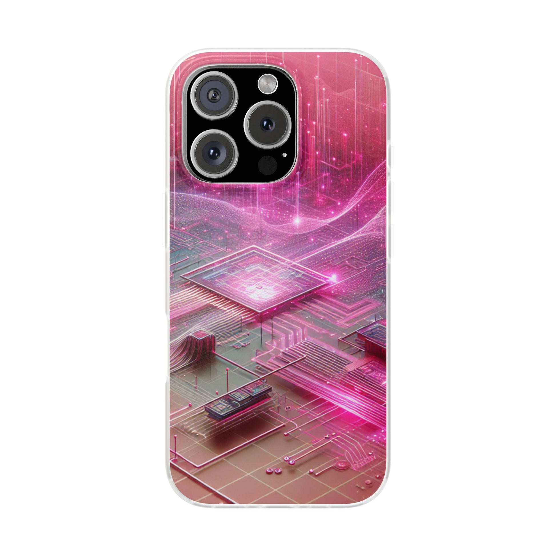 Futuristic Pink Circuit Flexi Case for Tech Enthusiasts - Super Tech Bargains