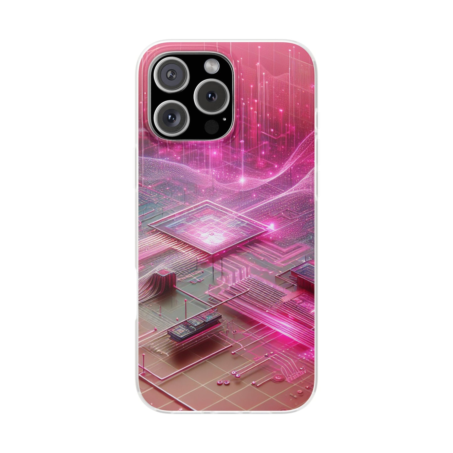 Futuristic Pink Circuit Flexi Case for Tech Enthusiasts - Super Tech Bargains