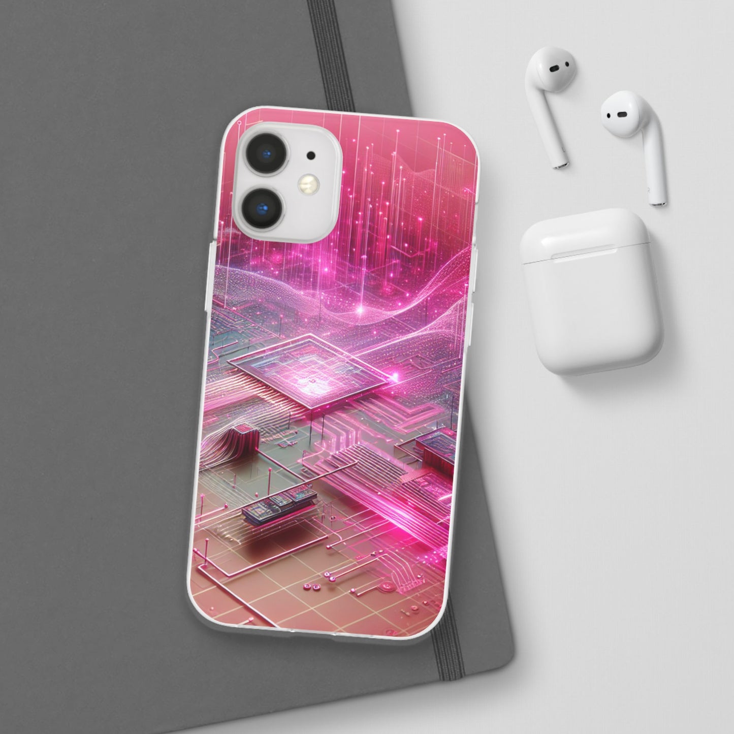 Futuristic Pink Circuit Flexi Case for Tech Enthusiasts - Super Tech Bargains