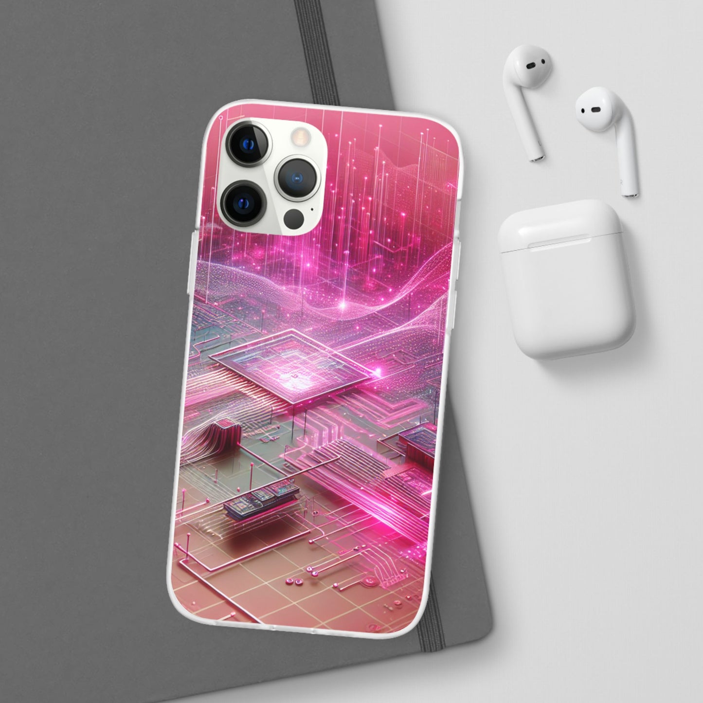 Futuristic Pink Circuit Flexi Case for Tech Enthusiasts - Super Tech Bargains