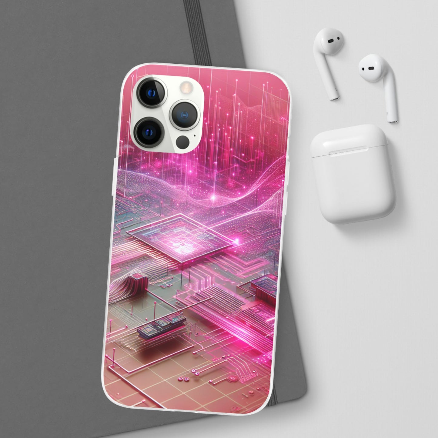 Futuristic Pink Circuit Flexi Case for Tech Enthusiasts - Super Tech Bargains