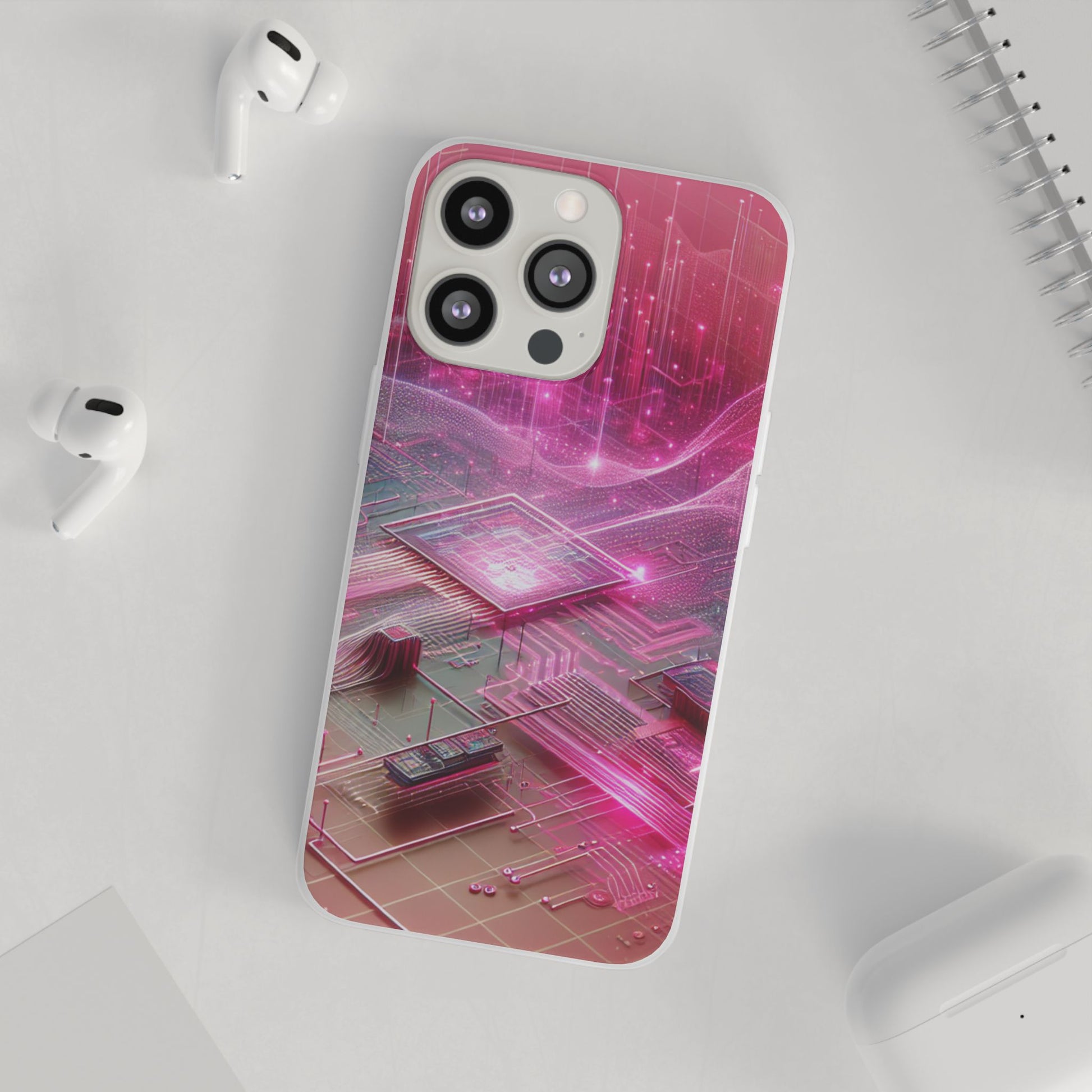 Futuristic Pink Circuit Flexi Case for Tech Enthusiasts - Super Tech Bargains