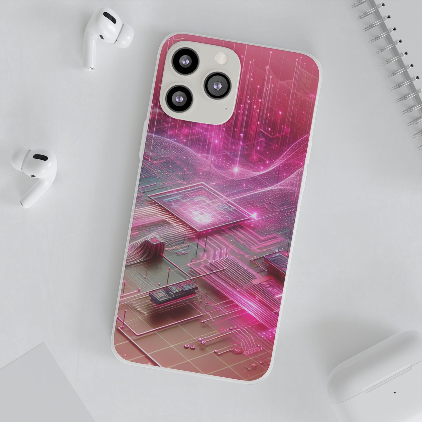 Futuristic Pink Circuit Flexi Case for Tech Enthusiasts - Super Tech Bargains