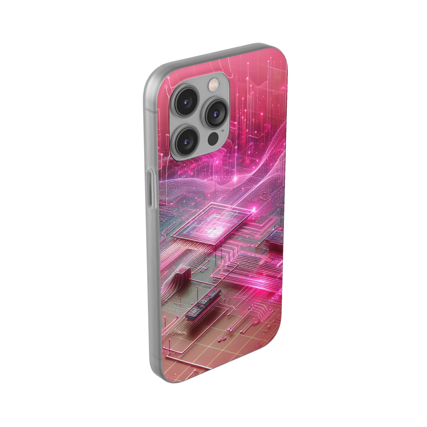 Futuristic Pink Circuit Flexi Case for Tech Enthusiasts - Super Tech Bargains