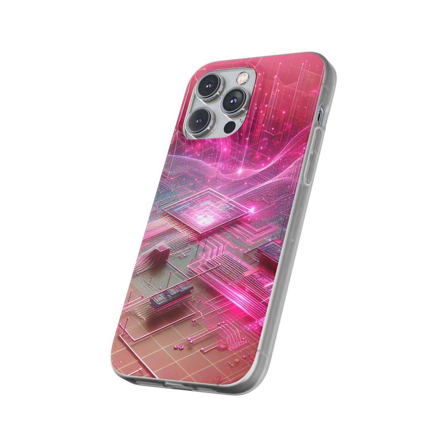 Futuristic Pink Circuit Flexi Case for Tech Enthusiasts - Super Tech Bargains