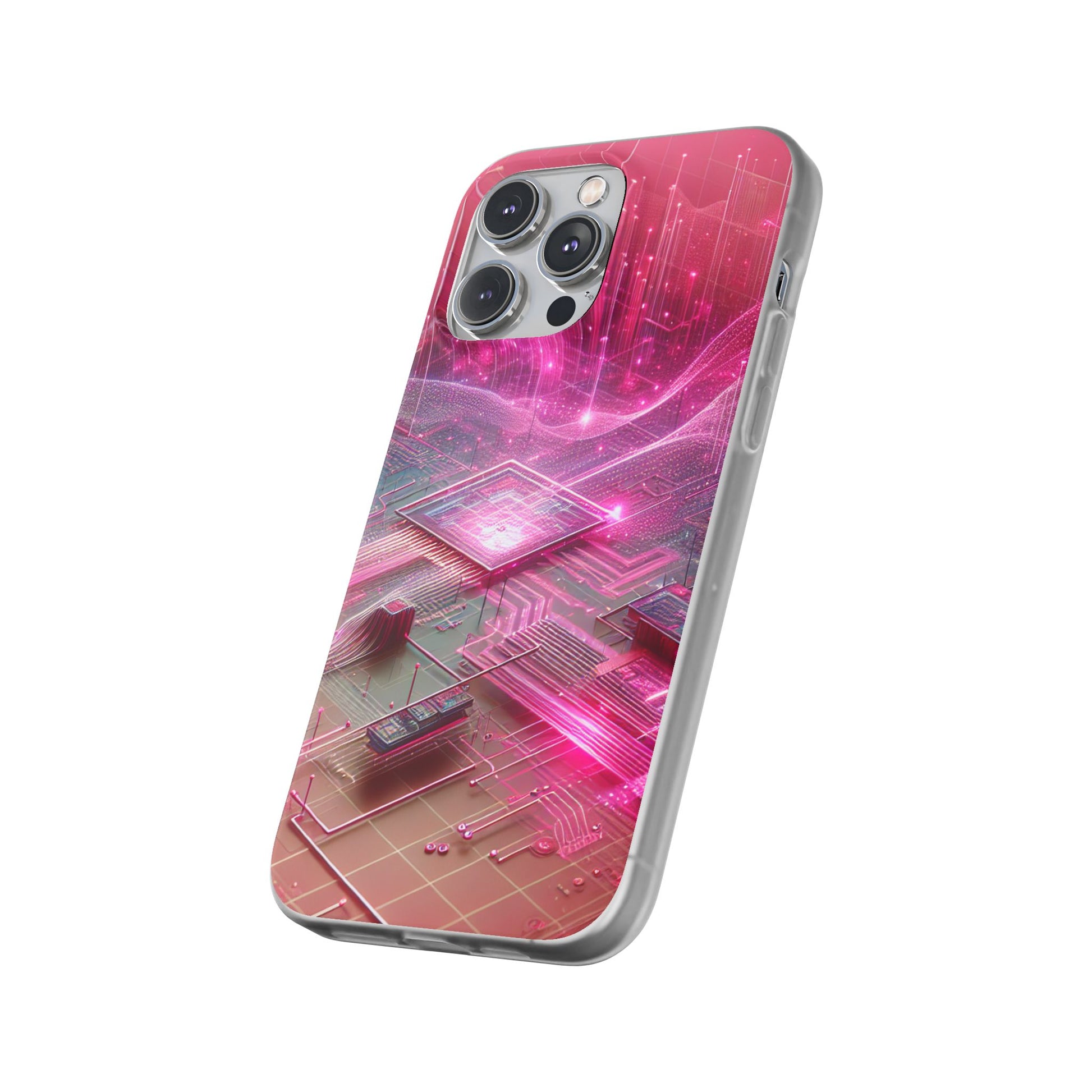 Futuristic Pink Circuit Flexi Case for Tech Enthusiasts - Super Tech Bargains