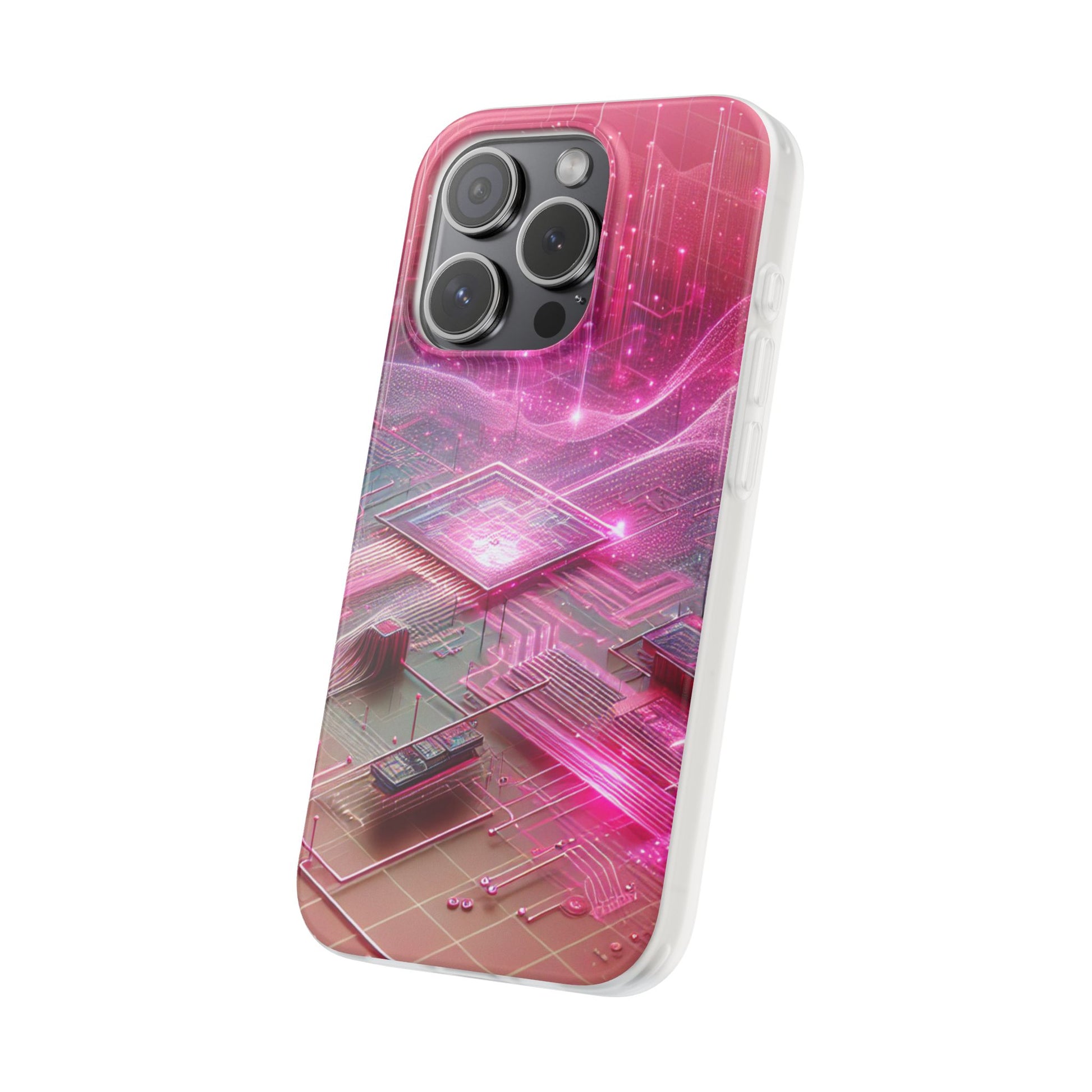 Futuristic Pink Circuit Flexi Case for Tech Enthusiasts - Super Tech Bargains