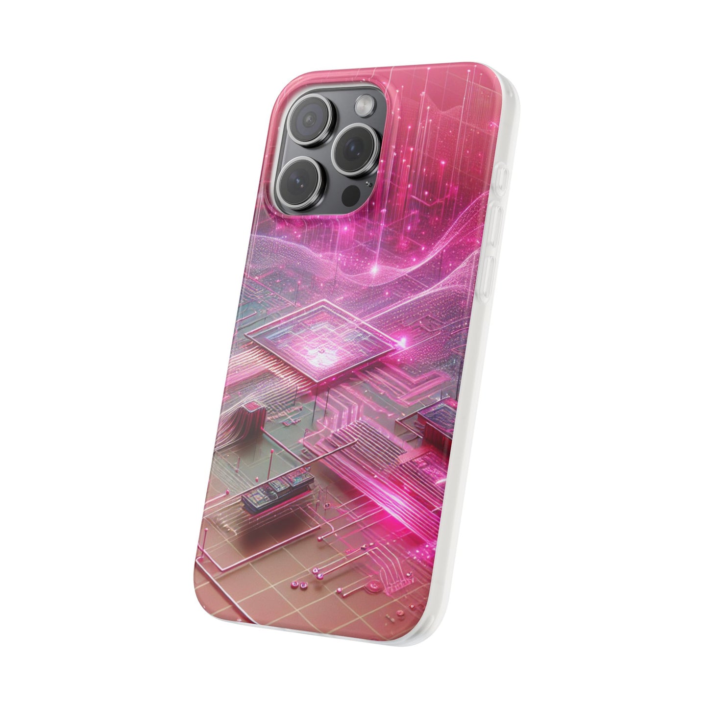 Futuristic Pink Circuit Flexi Case for Tech Enthusiasts - Super Tech Bargains